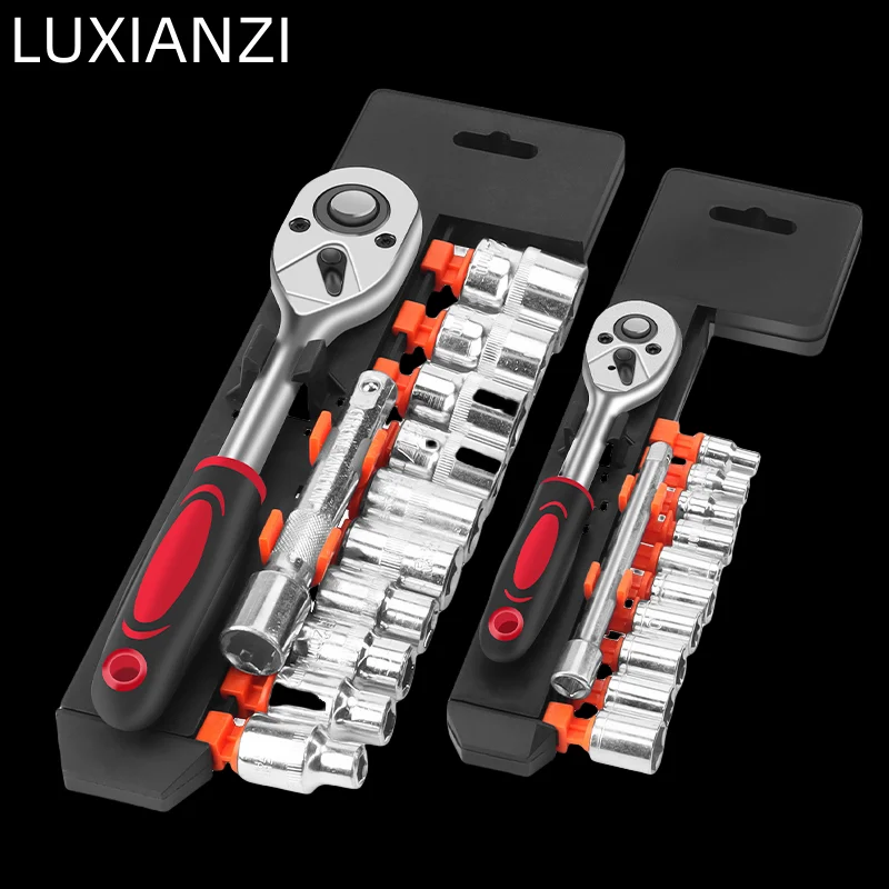 LUXIANZI 12 Stuks Universele Ratel Dopsleutel Set Voor Auto Boot Auto Reparatie Tools Quick Release Reversibl Handvat Ratelsleutel