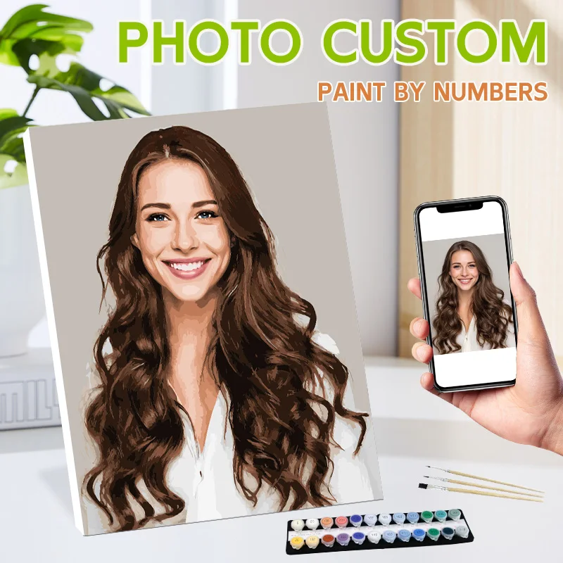 

Painting By Numbers Diy Canvas Painting Personality Photo Customized DIY Picture Drawing Coloring by Numbers Metal Frame adult