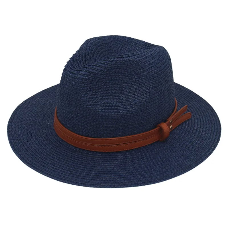 Summer Straw Sun Hat Panama Hats Grass Knitted Gift Hat Breathable Leisure Jazz Hat European American Style Straw Hat Beach Caps