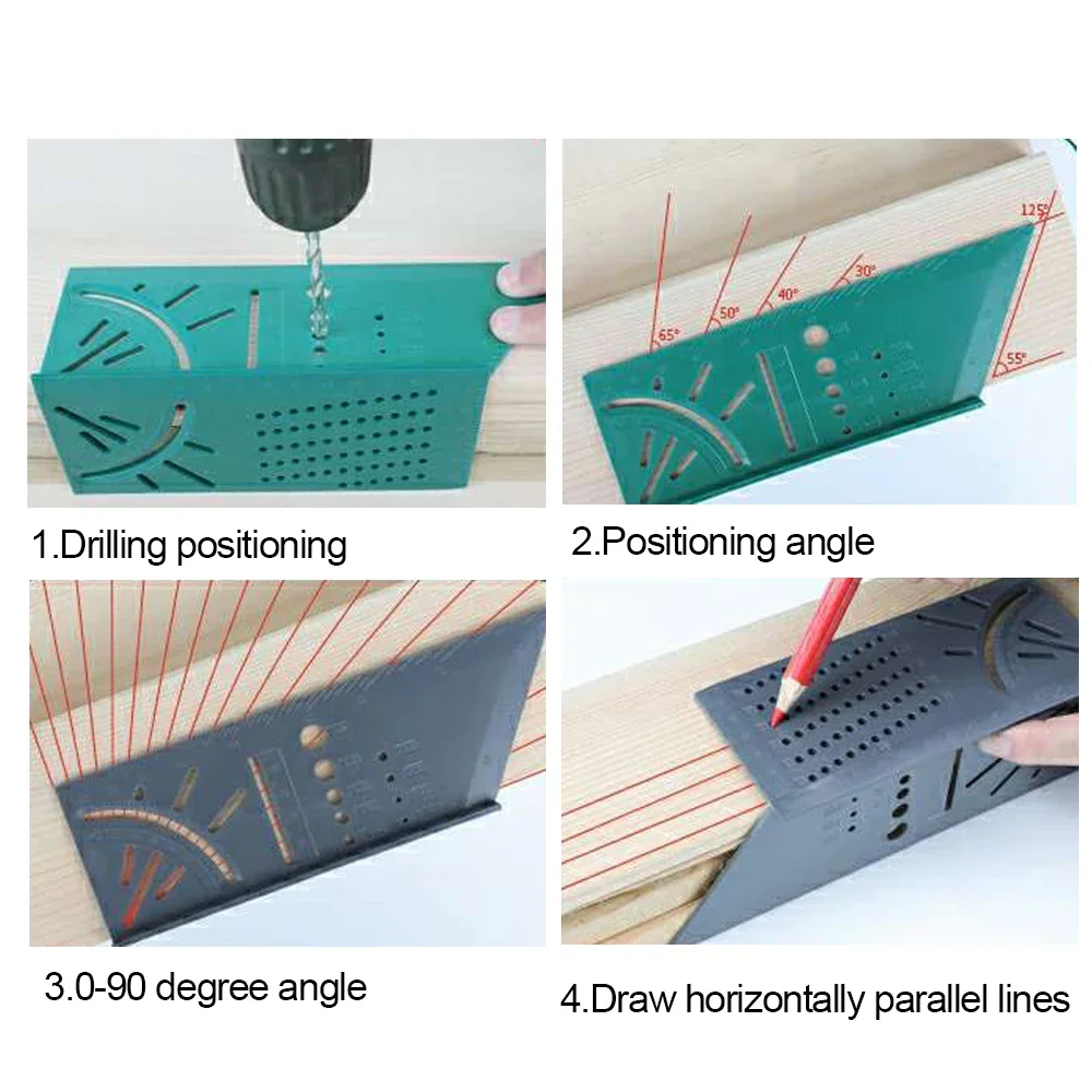 Carpenter Line Square Measuring Ruler 45 90 Degree Line Ruler Woodworking Scribe Mark Line Gauge T-Type Carpentry Tools Measures