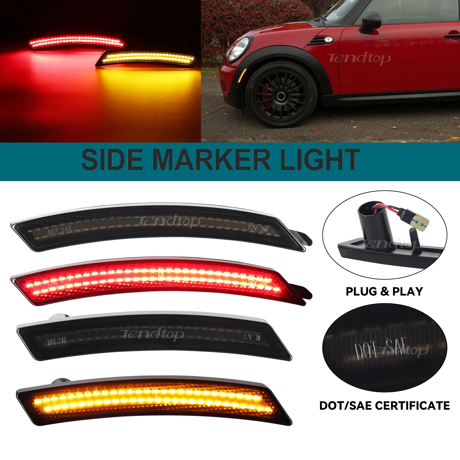 LED Turn Signal Lamp Side Marker Light For Mini Cooper R55 Clubman R56 Hatch R57 Cabrio R58 Coupe R59 Roadster R60 R61