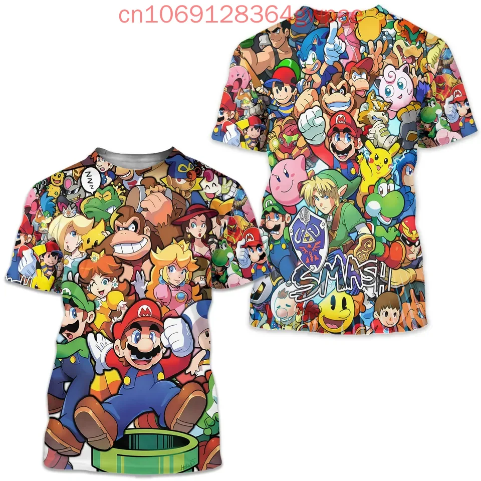 Super Mario Princess Peach 3D Print T-shirt Men's Womens Kids Tops Summer Casual Short Sleeve Tops Browser Yoshi Fashion T-shirt