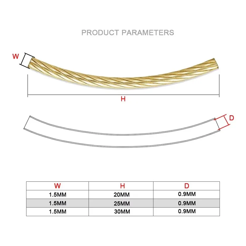 موصل أنبوب منحني حلزوني مملوء بالذهب عيار 14 قيراط للمجوهرات التي تصنعها بنفسك - قلادة سوار