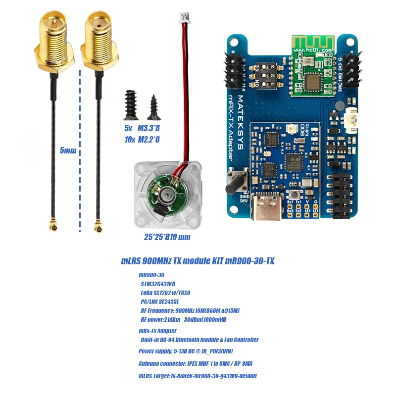 VOLODYMYR for MATEK MATEKSYS MLRS MAVLINK 900MHZ TX MODULE KIT MR900-30-TX / MLRS MAVLINK 900MHZ RECEIVER MR900-30-RX RC Drone