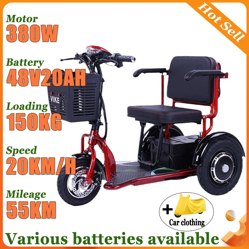 

Elderly Fold Electric Scooter 3wheeler Disabled Removable Battery Swimming Car Bring A Basket Commuting Aldult Electric Tricycle