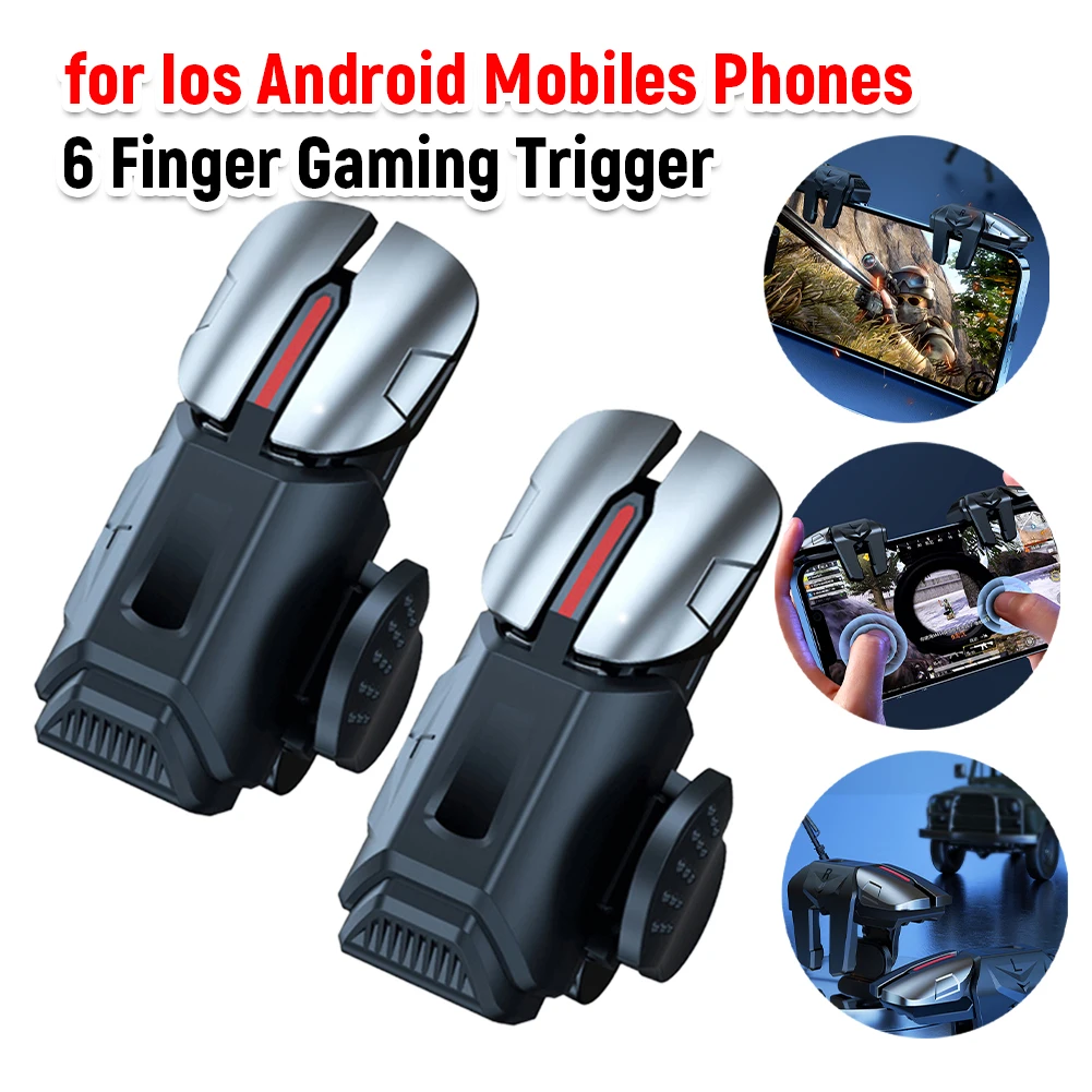 2Pcs 6 Finger Gaming Trigger For Pubg Game Aim Shooting Gam…