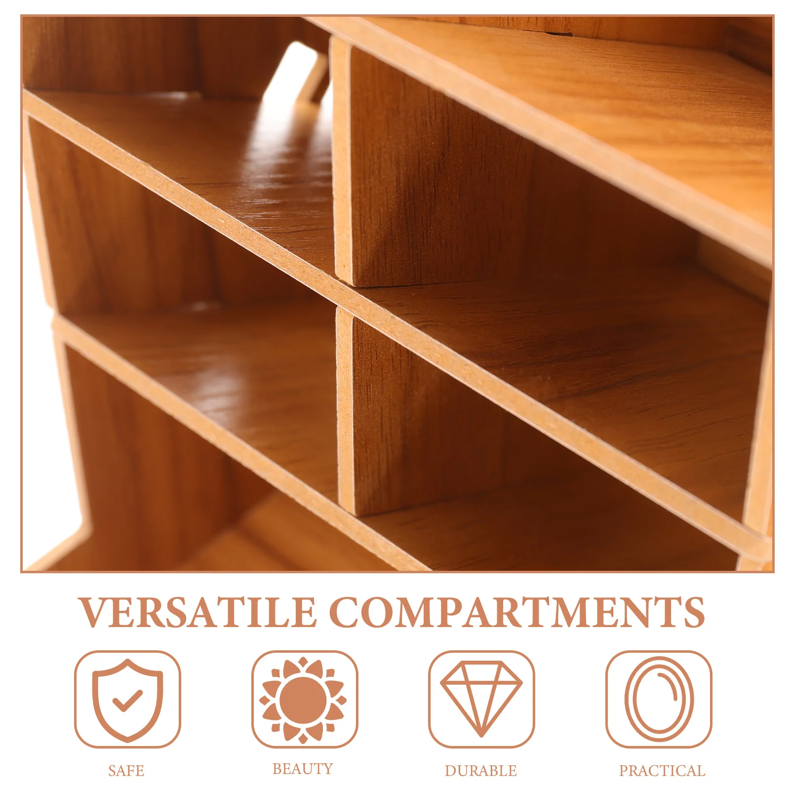 Wooden Desk Organizer Pen Holder Pencil Stand Multifunctional Storage Box for Markers Notebooks Rubber Bands Desktop Container