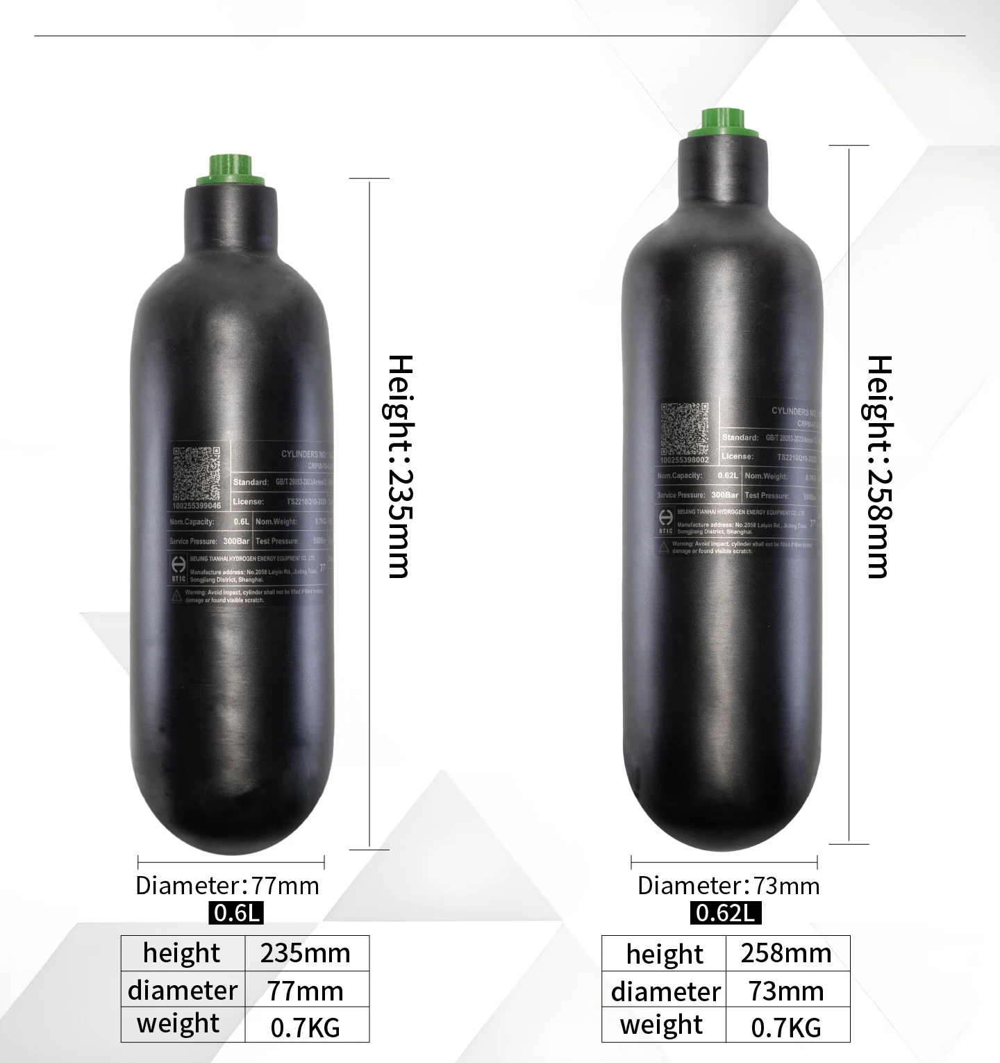 4500PSI 300Bar 30MPA 0.22L/ 0.3L/ 0.36L /0.42L/ 0.5L/ 0.6L /0.62L/ Carbon Fiber Cylinder HPA Tank Diving Scuba Bottle  M18*1.5