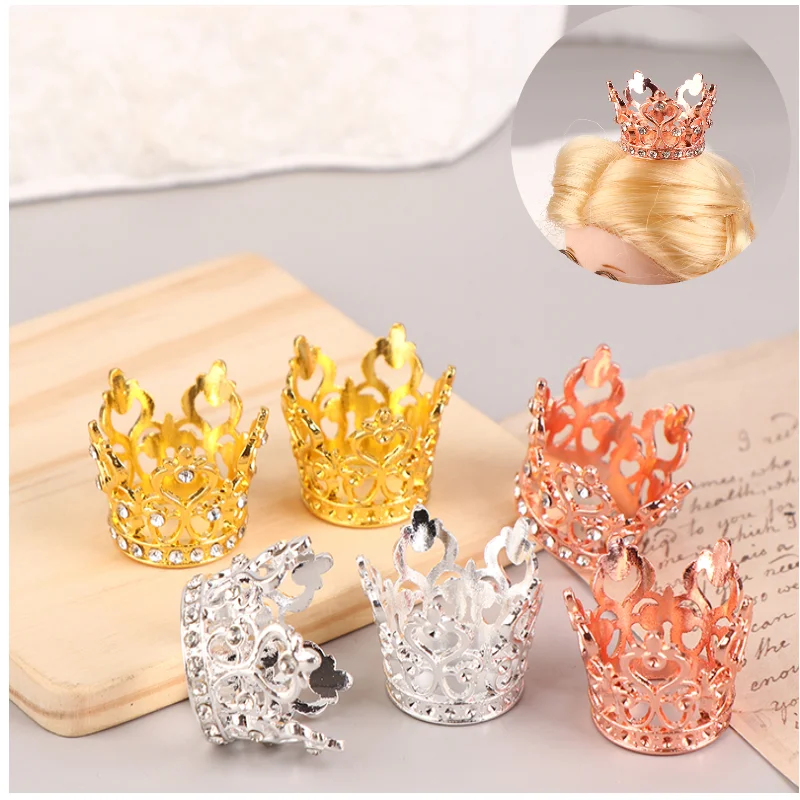 1Pc Mini Princess Crown Dollhouse Simulation Rhinestone Crowns Tiara For 1/12 1/6 Scale Dollhouse Decoration Doll Accessories