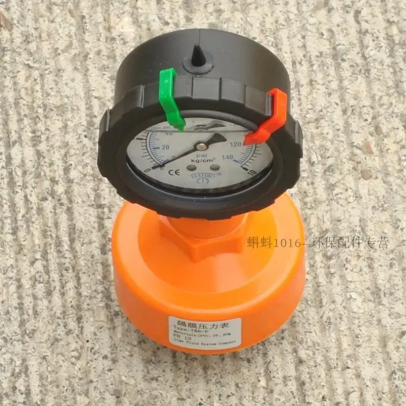 UPVC/PP/PVDF/CPVC Plastic Diaphragm Pressure Gauge Stainless Steel/All-Plastic Dial FPM Diaphragm Acid and Alkali Resistant
