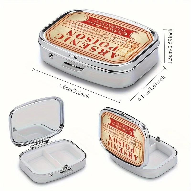Vintage Arsenic Poison pill box, 2-compartment.
