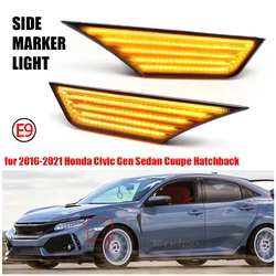 2pcs Smoked LED DRL Amber White Side Marker Lights Turn Signal Front Fender Bumper Lamps for Honda Civic 2016-2021