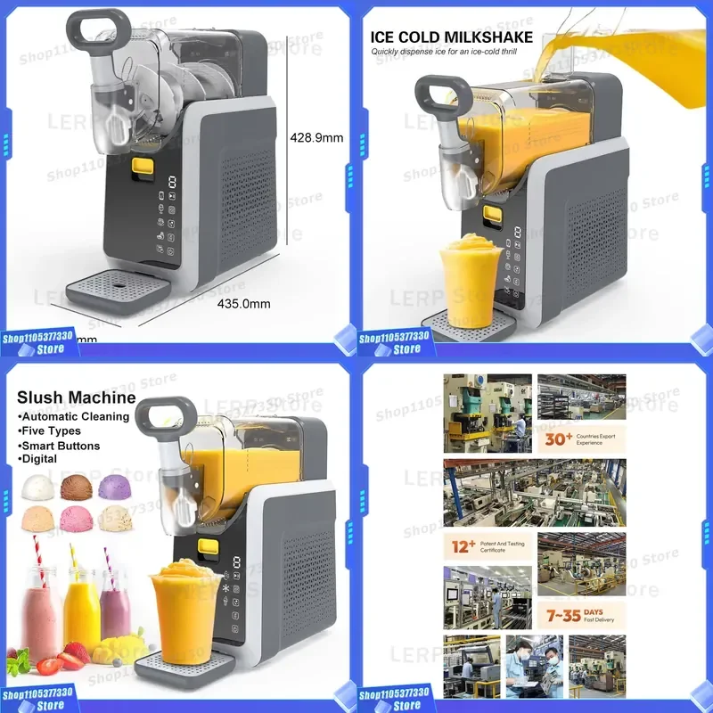 6 in 1 Soft Ice Cream Slush Machine for Home and Commercial Use with 5 Preset Modes Making Cold Drinks Shakes and Frozen