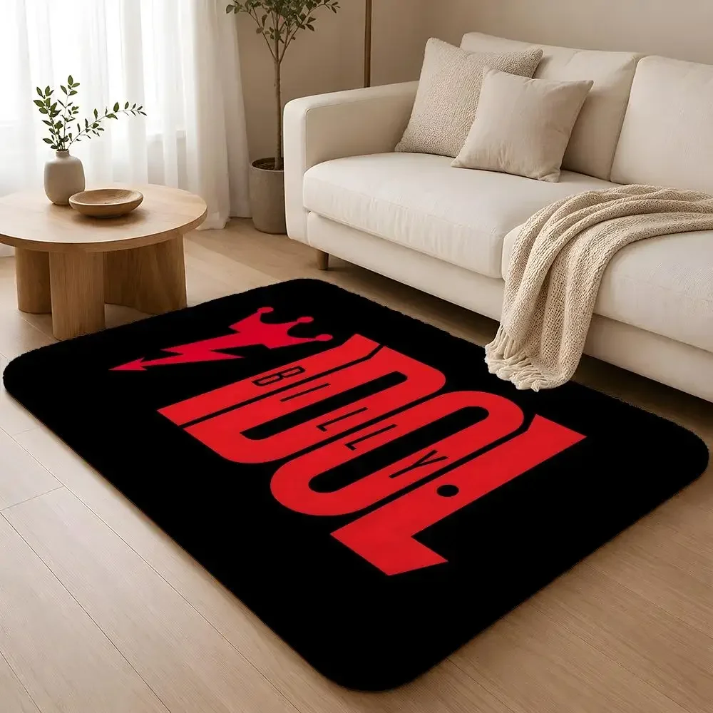 Famous SINGER B-Billy Idol Floor Mat Machine Washable Soft Flannel Area Rug, Non-Slip Absorbent Floor Mat for Living Room