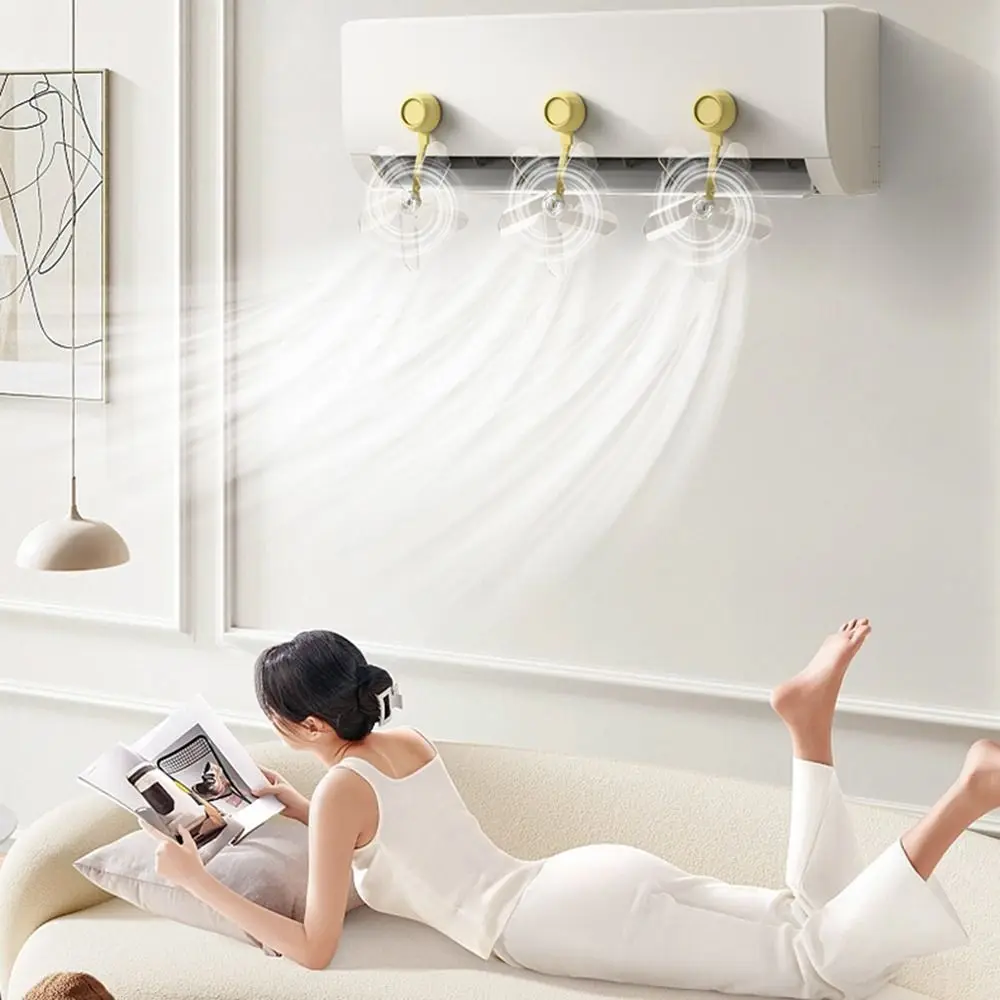 

3Pcs Suction Cup Air Conditioning Ventilator Wall Mounted Anti Direct Blowing Air Conditioner Vent Fan Silent Windmill Shaped