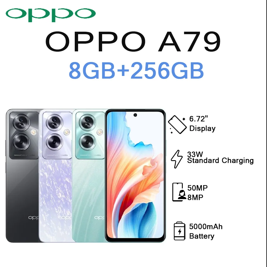 OPPO A79 6.72" 90Hz Display 8GB+256GB 50MP Main Cam 5000mAh Long Lasting Battery EU/US Version Dual SIM Unlocked Smartphon