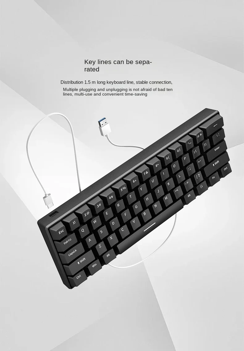 Mechanická klávesnice hráč keyboards mini USB 61-key počítač 60% souprava aktualizovat drátová ergonomická semi mechanická bílá teclado pc