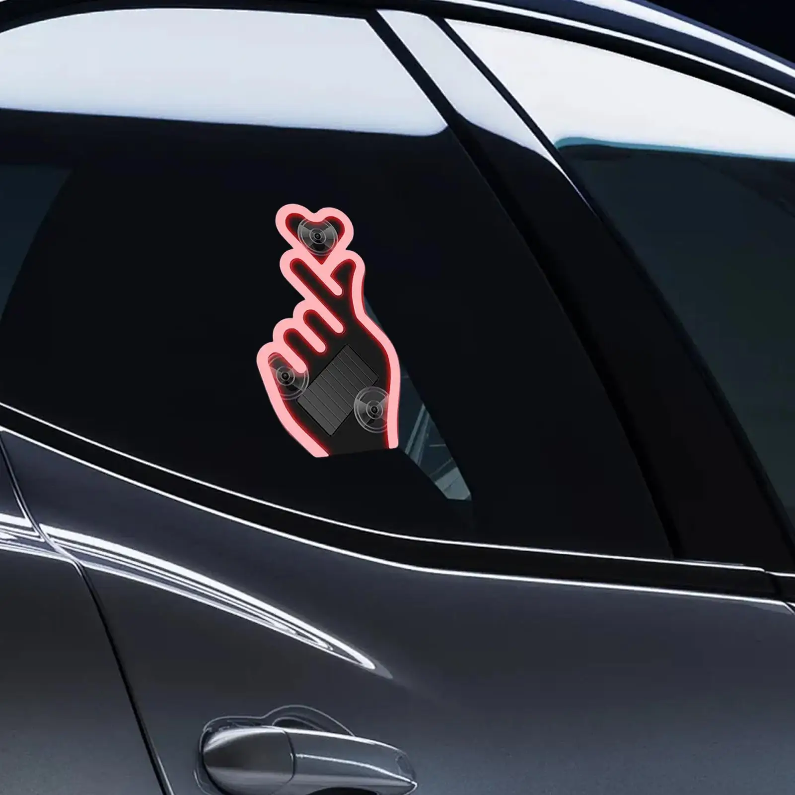 Car Window Light Rechargeable Finger Heart Shape Decor Car LED Ambient Light With Suction Cup For Women Men Vehicle Party