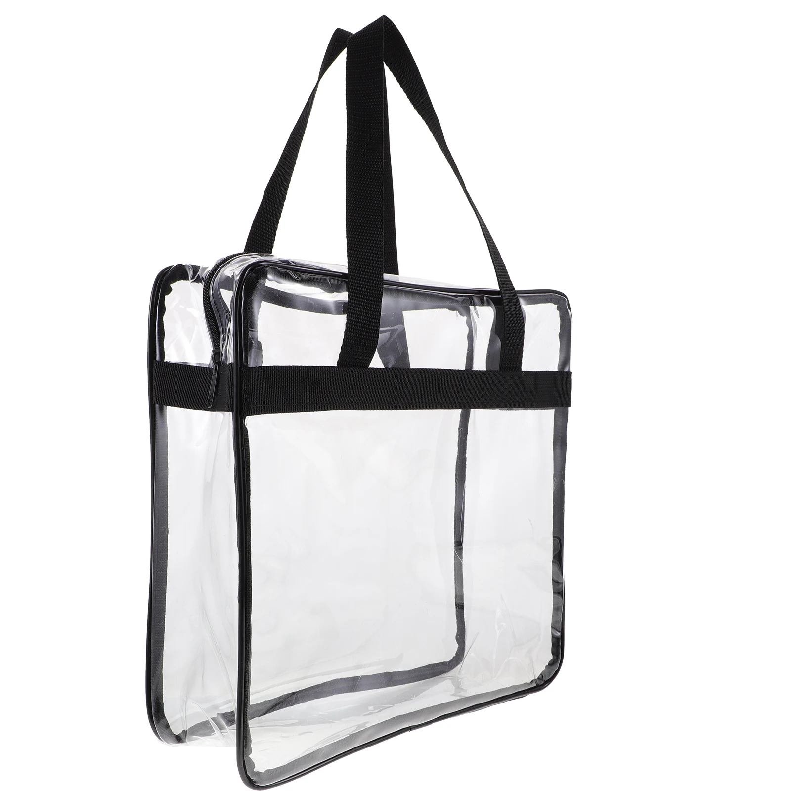 

Large Capacity Pvc Wash Bag Transparent Travel Makeup Storage Handbag Portable Home Organizer Black 30X30X10Cm