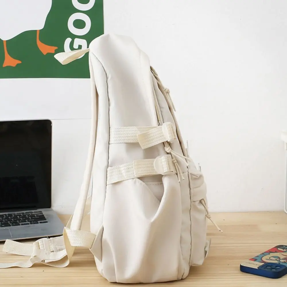 Fashion Large Capacity School Bag Solid Color Adjustable Strap Travel Bag Portable Canvas Lightweight Backpack Unisex