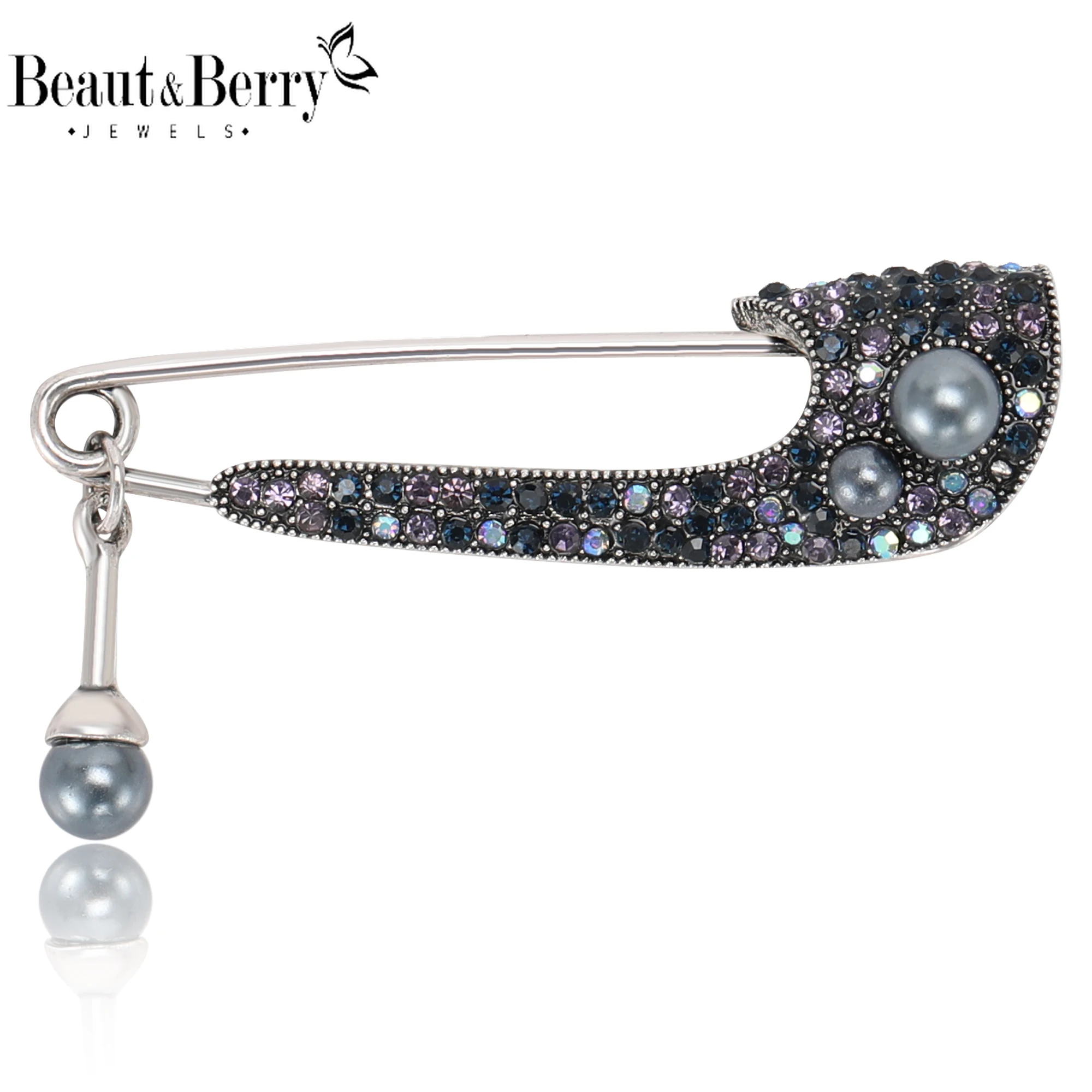 Beaut&Berry Luxury Elegant Pearl Rhinestone Brooches for Women Unisex Collar Pins Casual Party Accessories New Gifts Friends