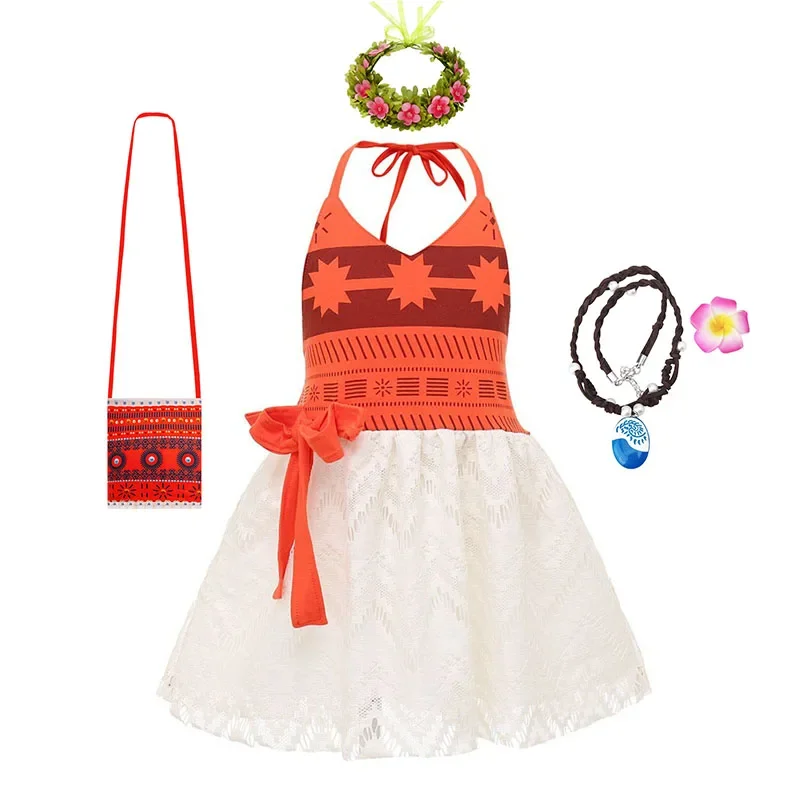Girls Disney Moana Princess Dress for Kid Halloween Cosplay Vaiana