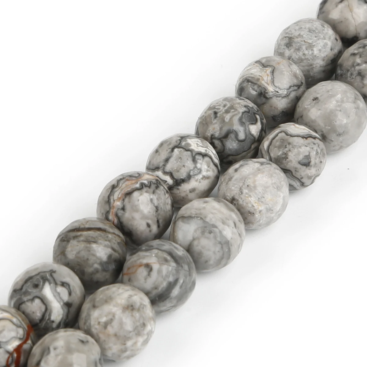 Natürliche, kartenmusterbedruckte runde Steinperlen, lose Edelstein-Abstandshalterperlen, passend für DIY-Schmuckherstellung, DIY-Armbänder, Halsketten, Zubehör – Detail 2