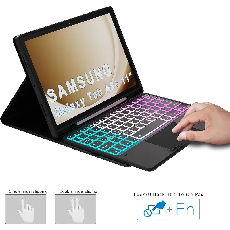 Keyboard Tablet Case For Samsung Galaxy Tab A9 Plus Detachable Backlit Touch Keyboard Cover For Galaxy A9+ 11 X210 X215 X216