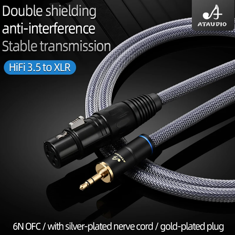 Hi-end HiFi XLR to 3.5mm Microphone Audio Cable 6N OFC XLR Female to 3.5 Stereo Jack 3 Pin XLR for Phone Amplifier Audio Cable