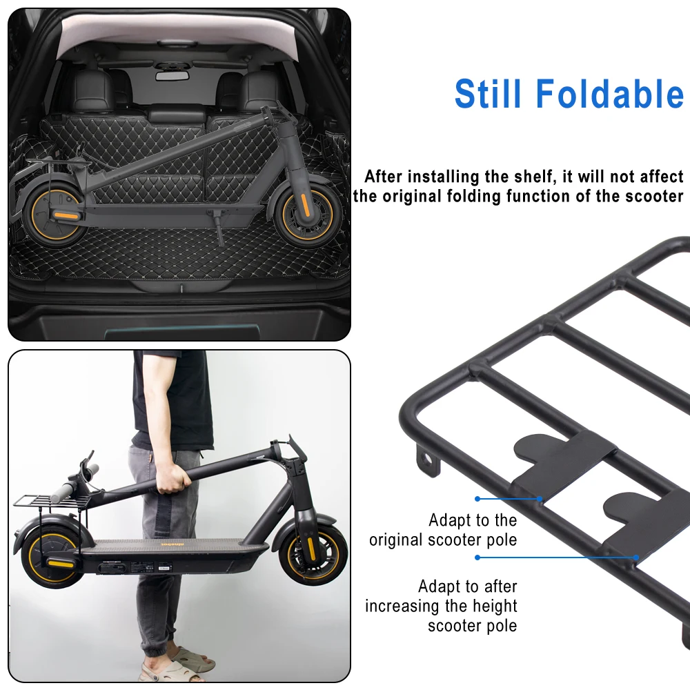 For Ninebot Max G30 G30LP/D Electric Scooter Folded Rear Rack Storage Shelf Luggage Cargo Rack Thicken Solid Steel Carrier Rack