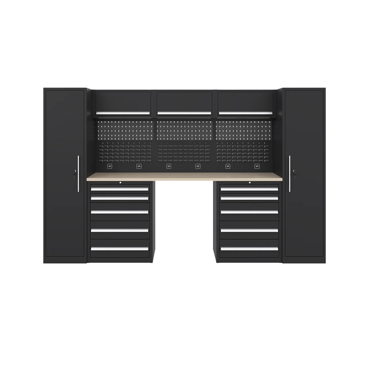 Modular Tool Storage Industrial Grade Cabinet System Complete Workshop Storage with Workbench & Tool Organization