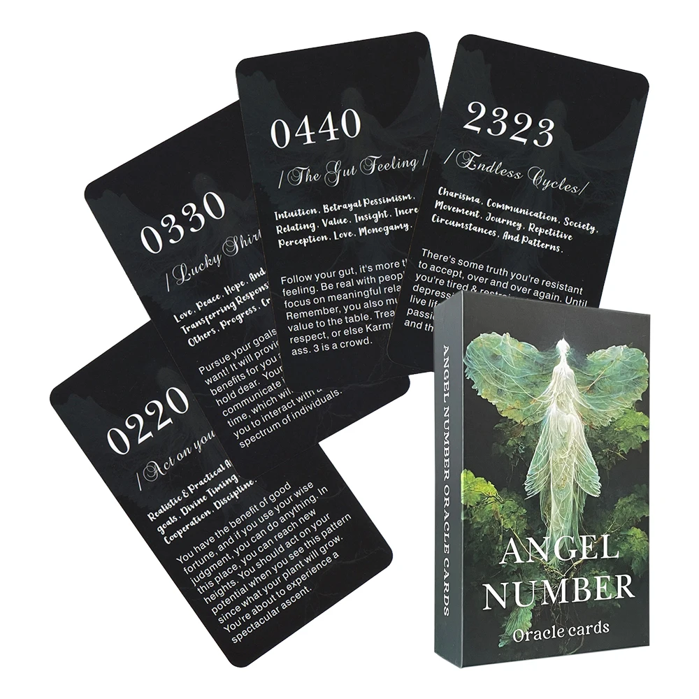 12x7cm Angle Number Oracle Cards in Box English Version Tarot Deck Keywords Divination Prophecy