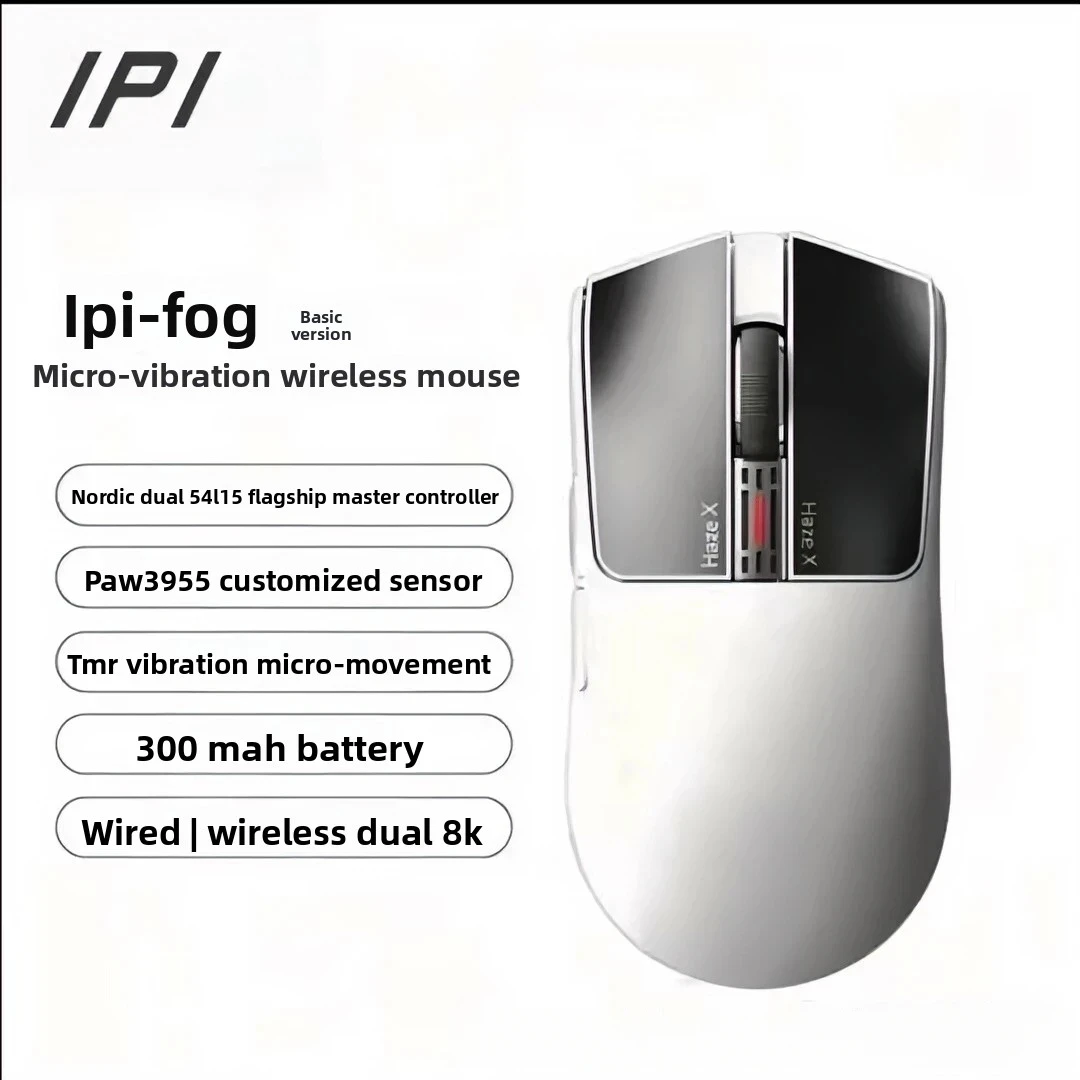 IPI HAZEX FOG Wireless Gaming Mouse PAW3955 Tri-mode 8K Electromagnetic Micromotion Bluetooth Wireless E-sports Gaming Mouse