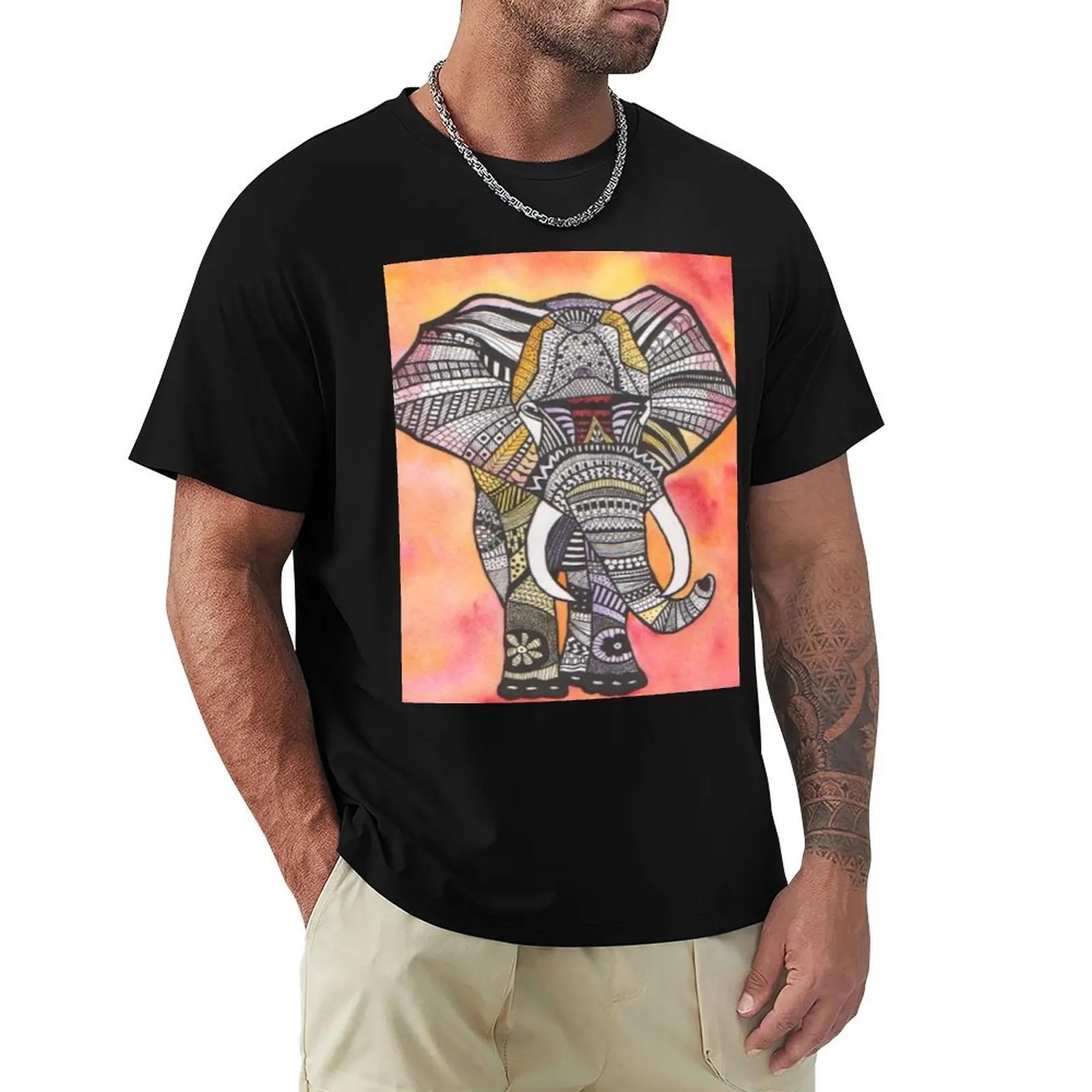 

Multicolored Elephant T-Shirt man clothes plus sizes tshirts for men