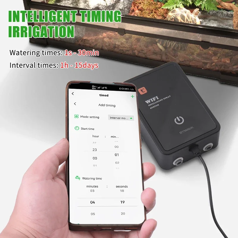 Smart Wifi Remote Control Nebulizer Reptile Humidifier Fogger Terrarium Watering Pet Turtle Rainforest Tank Misting Spray System