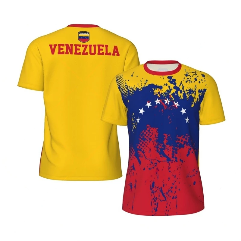 3D print Venezuelan flag pattern sport quickdry breatha men womenTshirt national emblem football fan team training Parent-child