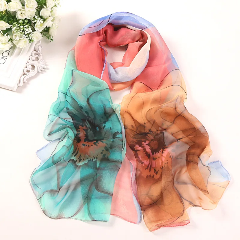 50*160CM New Women\'s Georgette Long Silk Scarf Scarf Wholesale Petanque Scarf