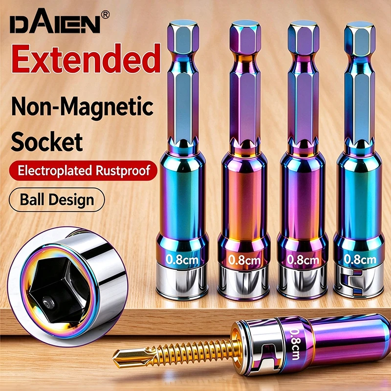 DAIEN 8mm Non-Magnetic Hex Socket Ball Holding Type Electric Drill Socket Bit