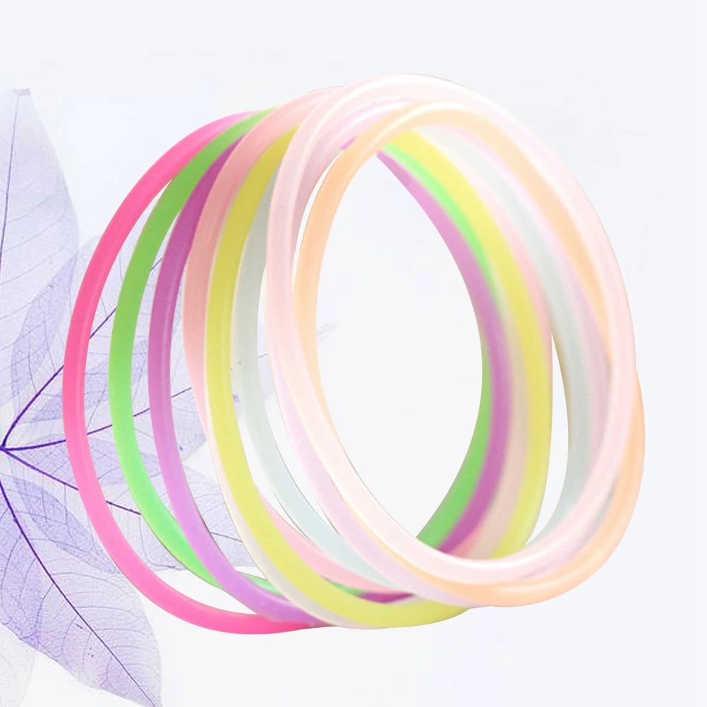 Bracelet en gelée colorée, 50 pièces, bâton lumineux en caoutchouc, farineux, cadeaux mignons, Bracelets néon