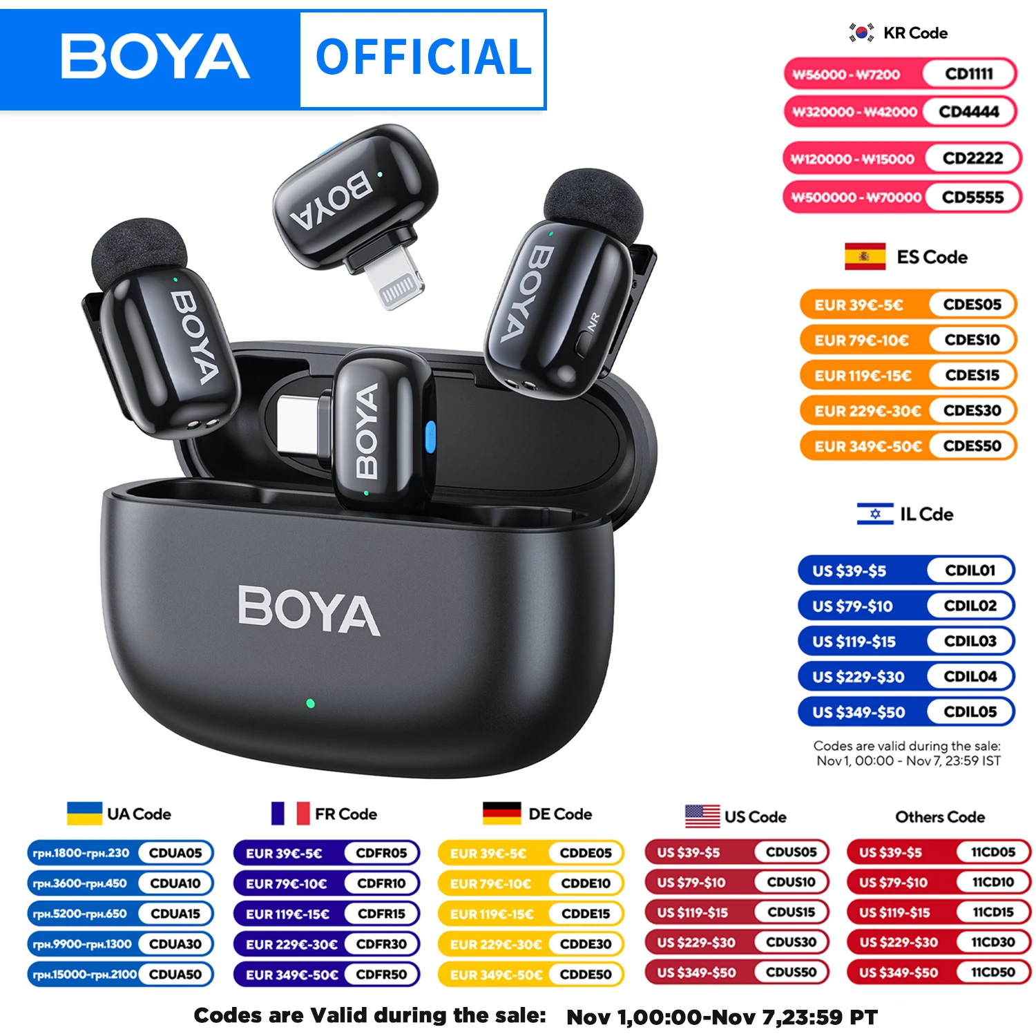 BOYA BOYA mini micrófono de solapa Lavalier inalámbrico para iPhone iPad Android tipo C teléfono transmisión en vivo Audio Video grabación Vlog