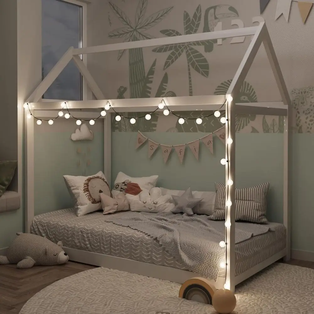 

Кровать с деревянными ламелями, не требует пружинного блока, размер Twin, белая.