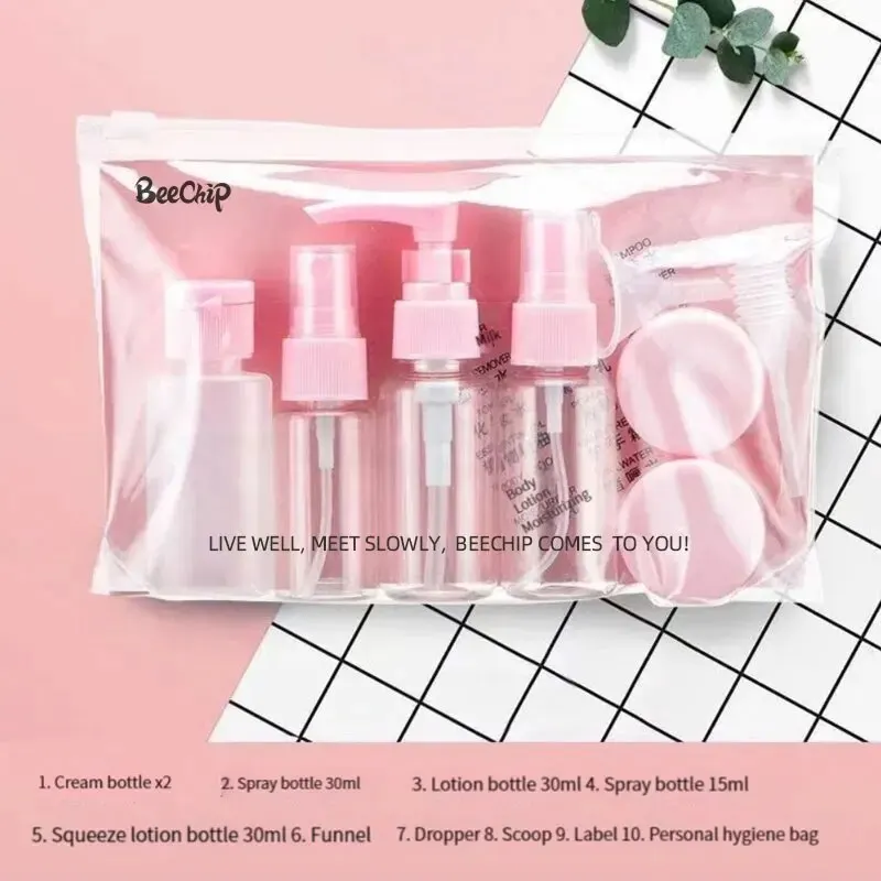9 PCS Travel Dispensing Bottles Spray Bottles Lotion Bottles Cosmetic Bottles PET Plastic Bottles Seals Portable and Leak-proof image 5