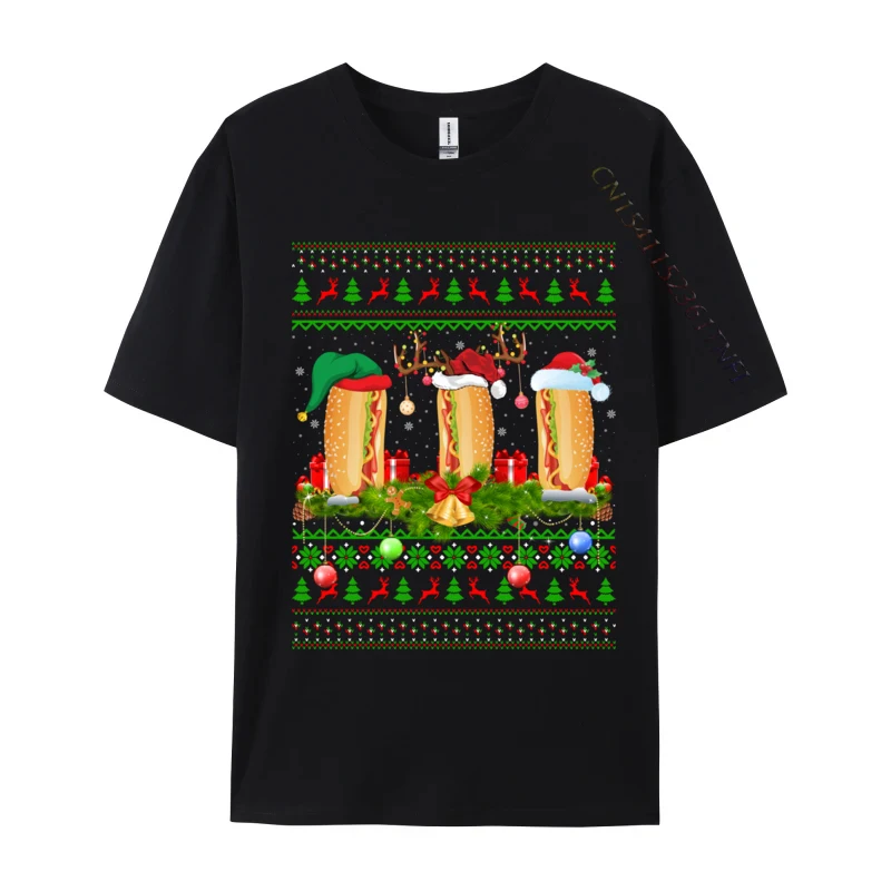 

Hot Dog Dish Lover Xmas Santa Ugly Hot Dog Christmas T-Shirts Comfortable Tops & Tees Prevailing Slim Fit Cotton Fabric