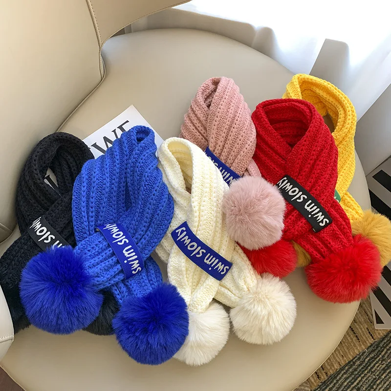 Fashion Hat and Scarf Sets Children Chimney Boys Thick Knitted Beanie Shawl Kids Solid Color Keep Warm In Winter Girls Stylish