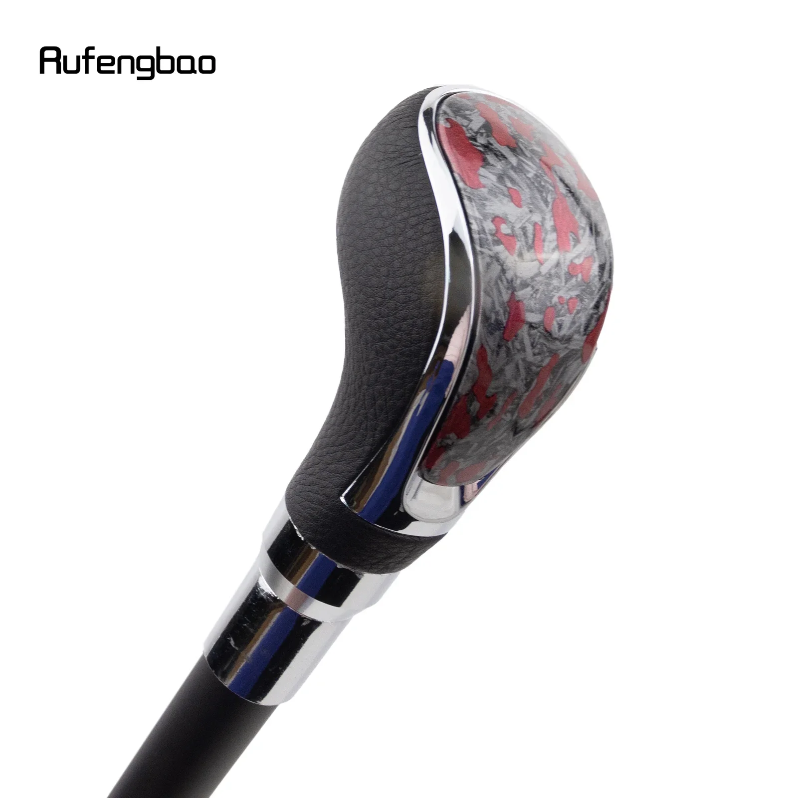 Black Leather Red Dot Silver Walking Cane Fashion Decorative Walking Stick Gentleman Elegant Cosplay Cane Crosier 92cm