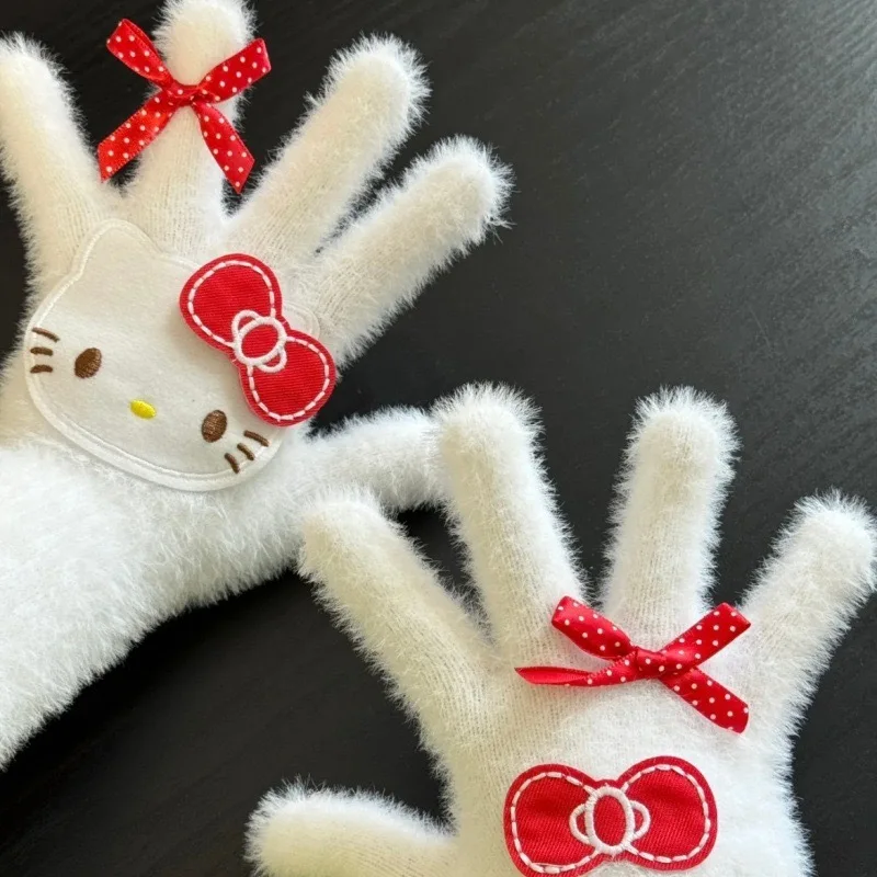 

2025 The New Hot-selling Autumn and Winter Bow Gloves Cute Cartoon Cat Plush Warm Gloves Cycling Outdoor Cold Protection