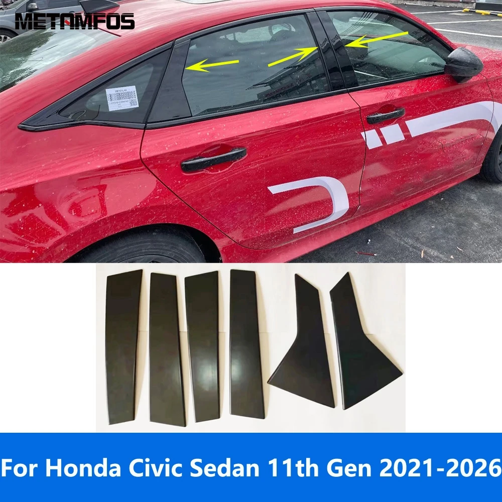 

Window Sill Window Center B C Pillar Posts Cover Trim For Honda Civic 11th Sedan 2021-2025 2026 Steel Accessories Car Styling