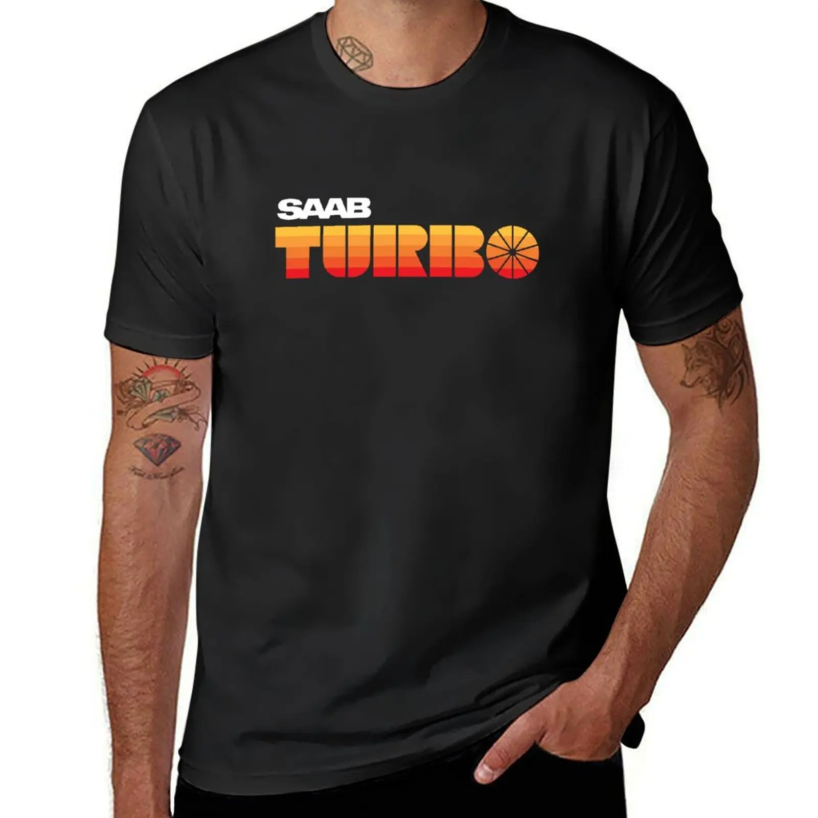 

SAAB Turbo retro look badge stripes T-Shirt sweat cute tops Blouse funnys black t shirts for men