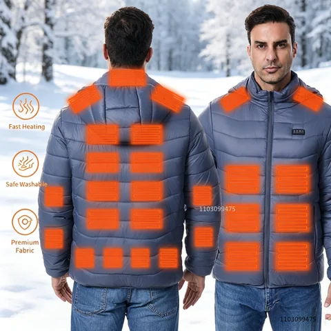 Self Heated Jacket 2/9/21 Areas Warm Vest Electric Heating Jacket Men Women Heated Coat Ski Camping Hiking Winter Cotton Clothes