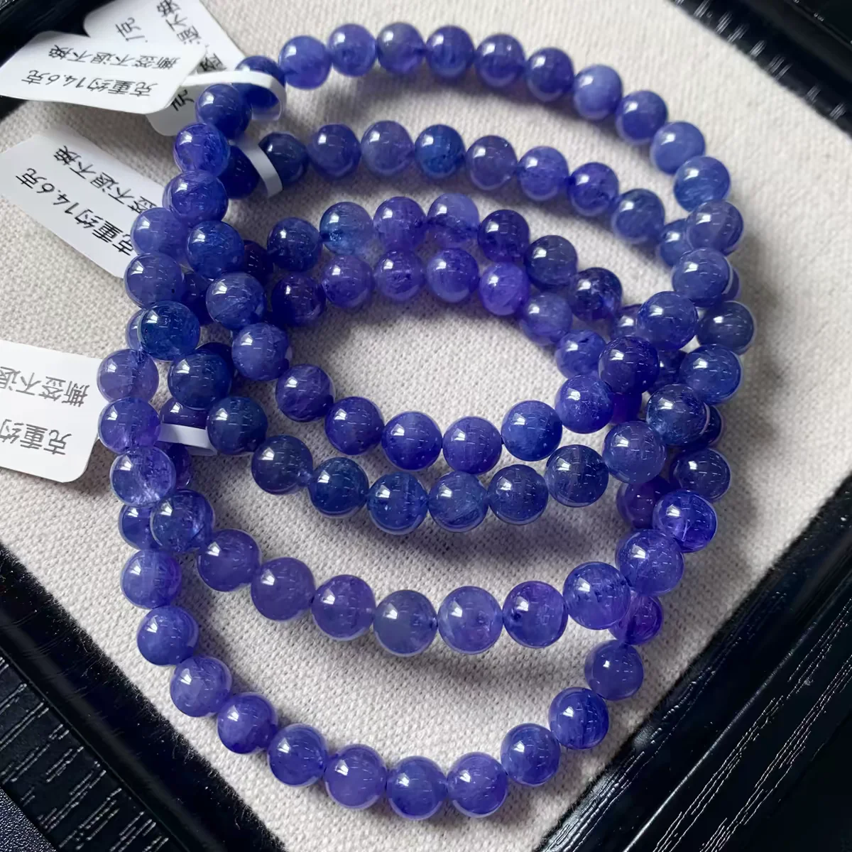 

Natural Blue Tanzania Tanzanite Gemstone Bracelet Clear Round Beads Women Men Wealthy AAAAAA